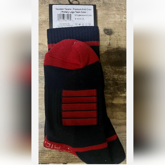NWT Men's Houston Texans Strideline Crew Socks - Picture 4 of 5